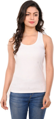 StyleAone Casual Sleeveless Solid Women White Top