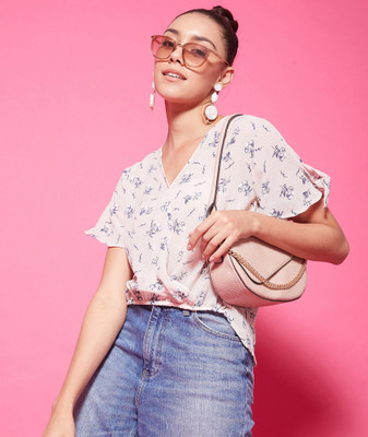 Chimpaaanzee Casual Half Sleeve Printed Women White Top