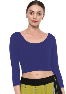 THE BLAZZE Casual 3/4 Sleeve Solid Women Dark Blue Top