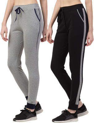 Kissero Striped Women Grey, Black Track Pants