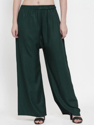 AADRIKA.COM FASHION WORLD Flared Women Dark Green Trousers