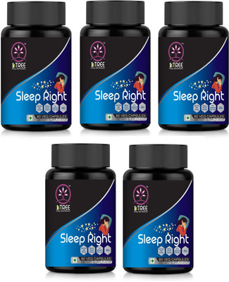 1 Tree Sleep Right Capsules-Valerian Root Extract-Deep Sleep Capsules (Pack Of 5)(5 x 60 Tablets)