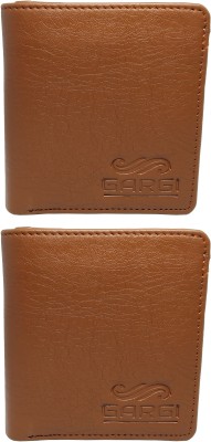 Gargi Men Evening/Party, Formal Tan Artificial Leather Wallet(7 Card Slots, Pack of 2)