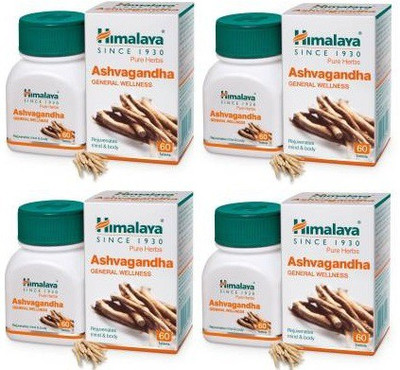 HIMALAYA Ashvagandha Tablet - 60 Tablets | Pack of 4 (60 x 4 = 240 Tablets)(Pack of 4, 240 Tablets)