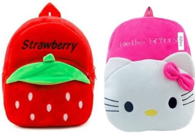 Bluemoon New AVK_Combo of 2 red strawerry, pink hello kitty36.9 10 L Backpack(Multicolor)