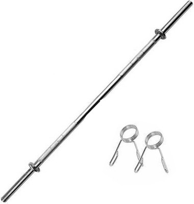 Dinetic 3ft. Straight Rod with 2 Rod Locks Weight Lifting Bar(Silver)