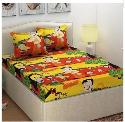 ROMAN REIGNS 174 TC Polycotton Double Printed Flat Bedsheet(Pack of 1, Yellow)