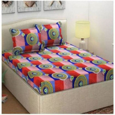 rise decore 150 TC Microfiber Double Printed Flat Bedsheet(Pack of 1, Multicolor)