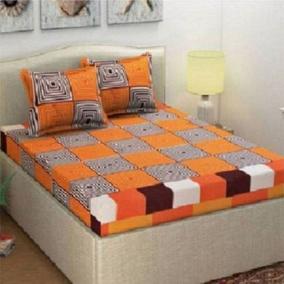 rise decore 150 TC Microfiber Double Checkered Flat Bedsheet(Pack of 1, Multicolor)