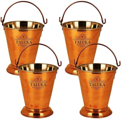 TALUKA Copper, Steel Serving Bowl Copper Steel Bucket Hotel ware in use(Pack of 4, Gold, Silver)