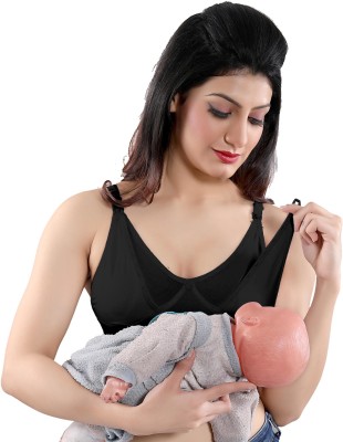 Fabme BR0273BK Women Maternity/Nursing Non Padded Bra(Black)