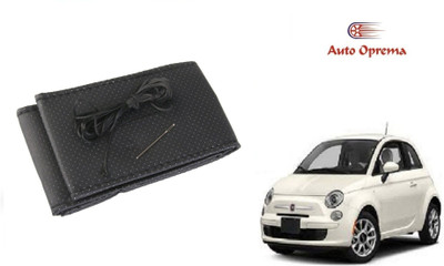 Auto Oprema Steering Cover For Fiat 500 Abarth(Black, Leather)