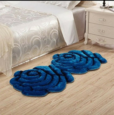 RM Handloom Blue, Black Polyester Area Rug(2 ft,  X 4 ft, Abstract)