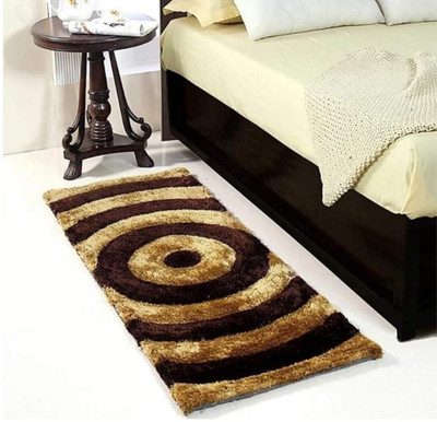 RM Handloom Brown, Gold Polyester Runner(2 ft,  X 5 ft, Rectangle)