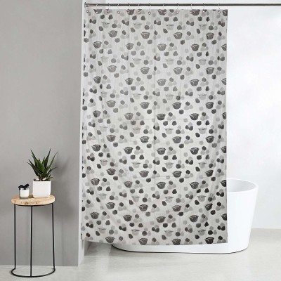 KUBER INDUSTRIES 214 cm (7 ft) PVC Blackout Shower Curtain Single Curtain(Floral, Grey)