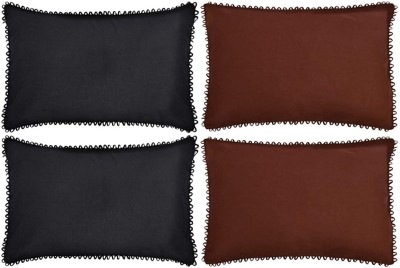 KUBER INDUSTRIES Plain Pillows Cover(Pack of 4, 43 cm*61 cm, Brown, Black)