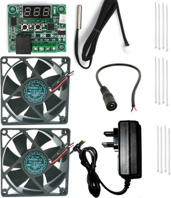 CyberSupreme W1209 12v 2Amp Adapter 2 fan 12 Pieces Ties 10” DC Connector For Diy Incubator Temperature Sensor and Controller Electronic Hobby Kit