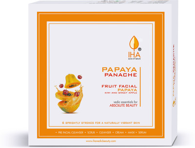 IHA Papaya Panache Mini Facial Kit - Herbal Fruit Facial Kit with Papaya, Kiwi and Sweet Apple, Radiant and Glowing Skin, Face Cleanup Kit for Normal to Dry Skin (Combo of 6)(6 x 16.25 g) IHA Papaya Panache Mini Facial Kit - Herbal Fruit Facial Kit with Papaya, Kiwi and Sweet Apple, Radiant and Glowing Skin, Face Cleanup Kit for Normal to Dry Skin (Combo of 6)(6 x 16.25 g)
