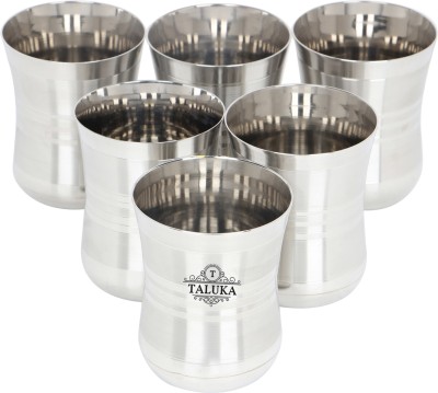 TALUKA (Pack of 6) TDG6P Glass Water/Juice Glass(400 ml, Steel, Silver)