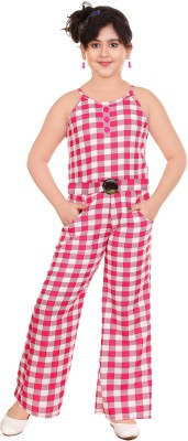 KAARIGARI Checkered Girls Jumpsuit