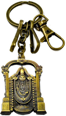 AFH Tirupati Lord Balaji Antique Gold Hook Decorative Key Chain for Gifting Key Chain