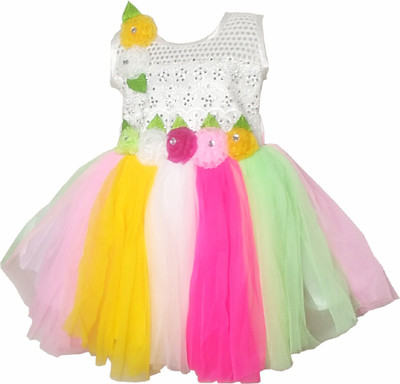 harshvardhanmart Midi/Knee Length Party Dress(Multicolor, Sleeveless)