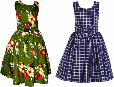 CINDERELLA THE CREATIONS FACTORY Baby Girls Below Knee Casual Dress(Multicolor, Sleeveless)