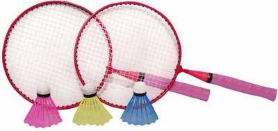Spocco 2 Pcs Set Badminton Racket for Kids - Baby Badminton Aluminium Toy Set for Children with Multicolour Shuttlecocks and Backpack, Multicolor AZ01 Badminton Kit