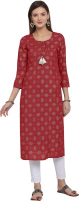 MIRCHI FASHION Women Printed Straight Kurta(Red)