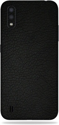 OggyBaba Samsung Galaxy M01 Core, M01Core Mobile Skin((Black Leather Skin With Matte Finish))