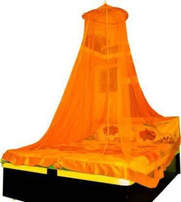 PTL Nylon Adults Washable Polyester Double Bed mosquito net Mosquito Net(Orange, Bed Box)