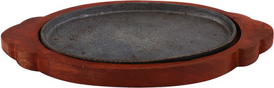 Mohini steels Sizzler Plate/Tray with Wooden Base Sizzler Tray(Microwave Safe)