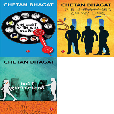 Half Girlfriend + The 3 Mistakes Of My Life + One Night @ The Call Centre (Set Of 3 Books)(Paperback, CHETAN BHAGAT) Half Girlfriend + The 3 Mistakes Of My Life + One Night @ The Call Centre (Set Of 3 Books)(Paperback, CHETAN BHAGAT)