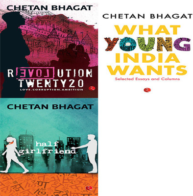 Half Girlfriend + What Young India Wants: Selected Non - Fiction + Revolution Twenty 20: Love. Corruption. Ambition (Set Of 3 Books)(Paperback, CHETAN BHAGAT)