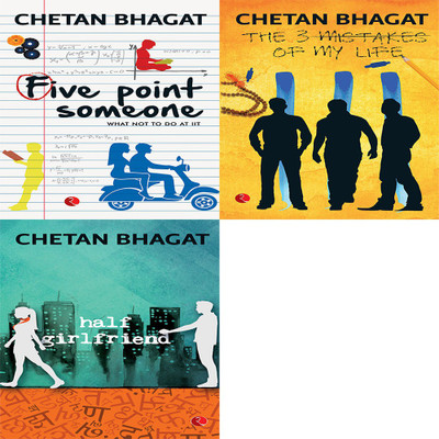 Half Girlfriend + The 3 Mistakes Of My Life + Five Point Someone ; What Not To Do At IIT (Set Of 3 Books)(Paperback, CHETAN BHAGAT) Half Girlfriend + The 3 Mistakes Of My Life + Five Point Someone ; What Not To Do At IIT (Set Of 3 Books)(Paperback, CHETAN BHAGAT)
