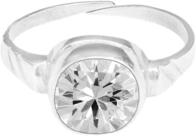 Takshila Gems Zircon Stone Ring in Silver 925 Lab Certified Adjustable Ring (5.25 Ratti / 4.72 Carat) Zircon Ring, Jarkan Ring Stone Zircon Ring