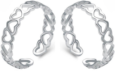 Om Jewells Heart Link Toe Ring Brass Rhodium Plated Toe Ring