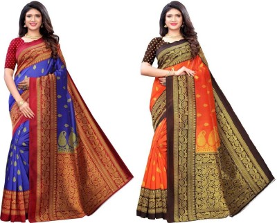 Kanooda Prints Printed Daily Wear Art Silk Saree(Pack of 2, Multicolor)