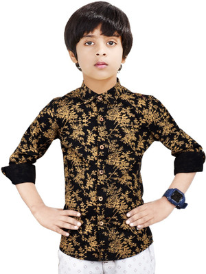 MOHINI CREATION Boys Printed Casual Black, Yellow Shirt