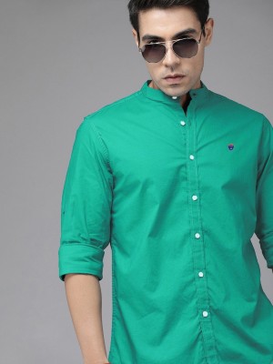 FUBAR Men Solid Casual Dark Green Shirt