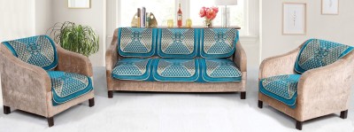 Nendle Velvet Abstract Sofa Cover(Sky Blue Pack of 6)