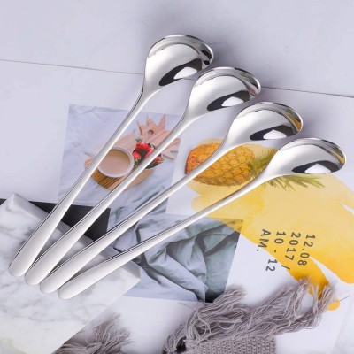 SHIYON 4 - Pcs Long Handle Spoons, Food Grade Stainless Steel Stainless Steel Ice-cream Spoon, Dessert Spoon, Ice Tea Spoon, Tea Spoon, Sugar Spoon, Table Spoon Set(Pack of 4)