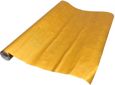 rujave 200 cm flower design Golden Kitchen Oil-Proof Waterproof Self-Adhesive Wallpaper Aluminium Foil(60 x 200 cm )-golden Self Adhesive Sticker(Pack of 1)
