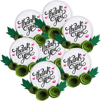 DivineDesigns 5.08 cm Green Flowers Thank You Gifts Stickers | Matte Finish Labels / Sticker | 2 Inches Stickers for Gifting Label - ( 50 Pieces/Labels ) Self Adhesive Sticker(Pack of 50)