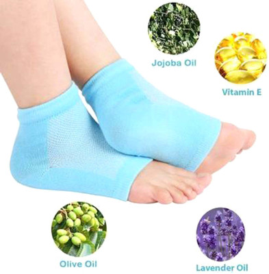 NIHARSRAVYA Heel Pain Relief Silicon Gel Heel Socks Pad Heel Support(Blue)