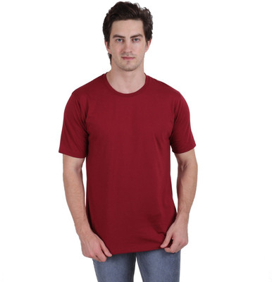 panv Solid Men Round Neck Maroon T-Shirt
