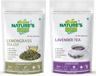 Nature's Precious Gift Lemongrass & Lavender Tea - 200 GM Each Unflavoured Herbal Tea Pouch(2 x 200 g)