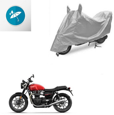 SRENTERPRISES Two Wheeler Cover for Triumph(Twin spark, Silver)