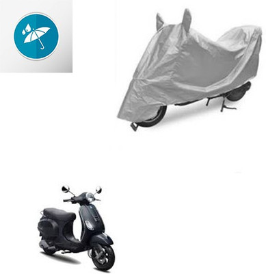 SRENTERPRISES Two Wheeler Cover for Piaggio(Vespa LX, Silver)