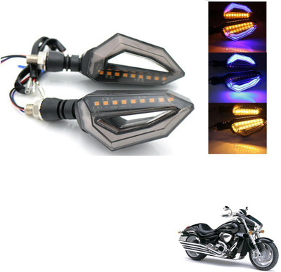 AuTO ADDiCT Front, Rear, Side LED Indicator Light for Suzuki GT250R(Blue, Yellow)